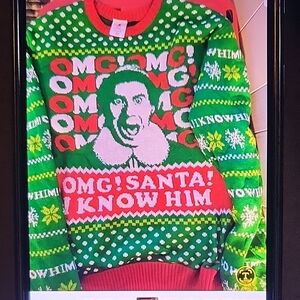 ELF Green and Red OMG Santa Sweater